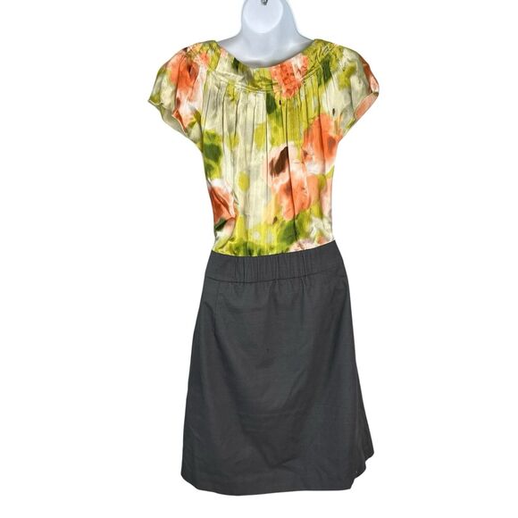 Tabitha Anthropologie Zoya Watercolor Dress Size 8 Silk Cotton Combo Pockets - Picture 4 of 9